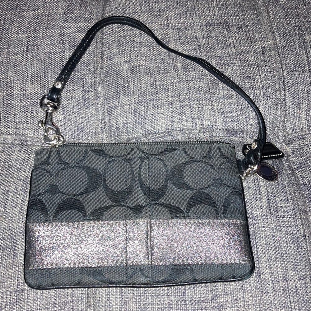 Coach Black and Silver wristlet